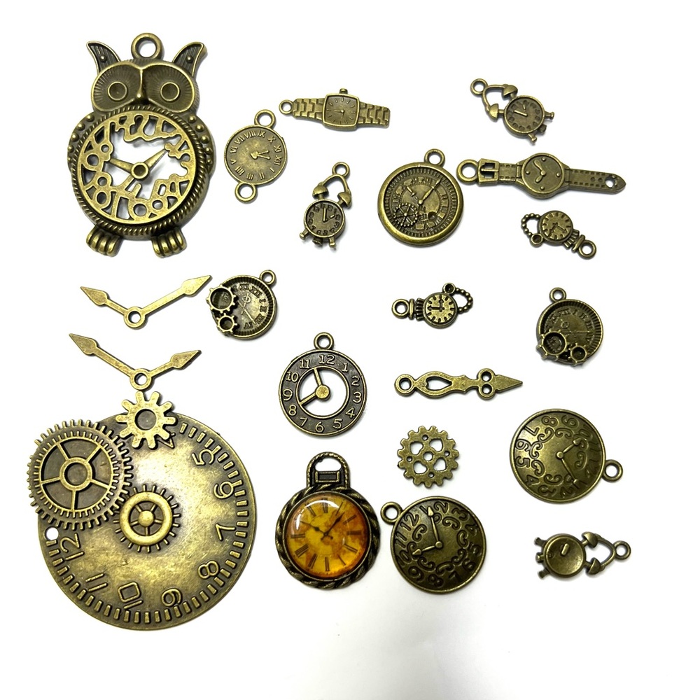 20pcs Mixed Antiqued Bronze Charms Clock Face Charm Pendant